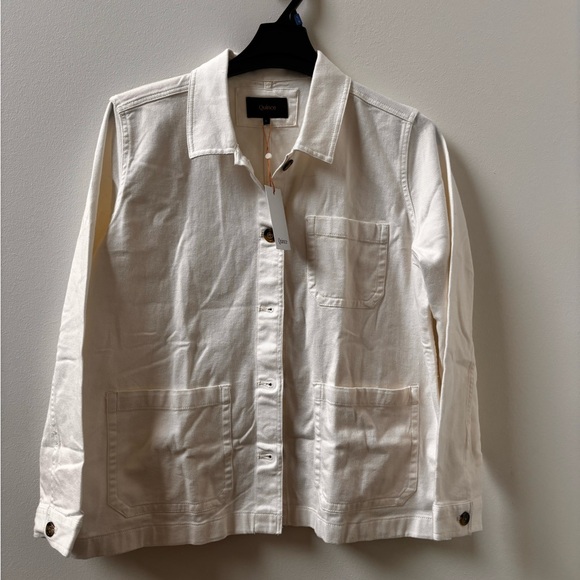 Quince Womens Organic Comfort Stretch Chore Jacket Button cream size L - Picture 2 of 5